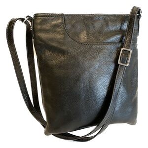 Margot Pebbled Leather Crossbody Bag Black Lots of Pockets